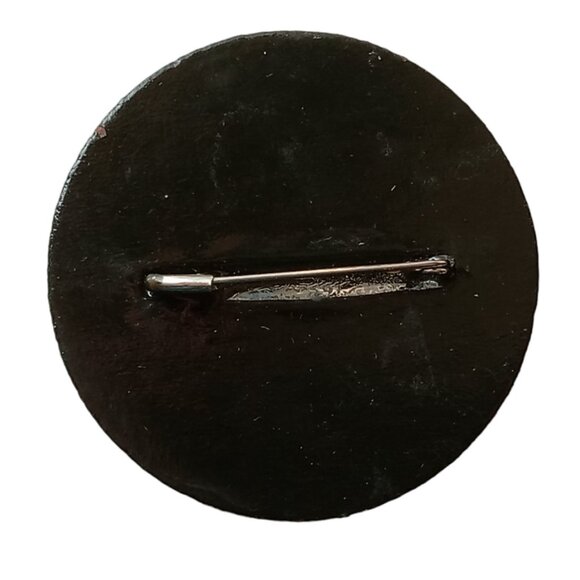 Vintage Russian Hand Painted Fairy Tales Lacquered Brooch Pin, Collectible Pin - Picture 2 of 11